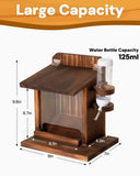 Squirrel Feeders for Outside - Squirrel Feeder with Water Bottle, Durable Outdoor Squirrel House, Chipmunk Feeder Box, Squirrel Food for Backyard Squirrels Hold Corn, Corn Cob, Peanuts