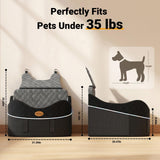 【Master Crafted for Medium Dogs】 PetDance 30% Extra Spacious Dog Car Seat, Brake Stabilized Pet Travel Seat with Reversible Cushion & Anti-Slip Base, Hazy Silver Gray