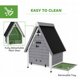 PawHut Chicken Coop for 2 Hens, Outdoor Wooden Chicken House with Removable Nesting Box & Roosting Bar, Tray, Ramp, Poultry Cage Rabbit Hutch, 31" x 29" x 43", Grey