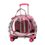 gihusrzx Pet Trolley Case with Upgraded Detachable Silent Wheels, Clear Ventilation Holes Cat Dog Carrier, Cat Dog Carrier with Telescopic Handle, Perfect for Traveling/Taking a Walk Pink
