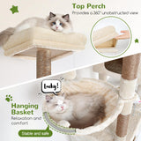 Globlazer Extra Large Cat Tower, 81-inch Tall Cat Tree for Big Cats 20 lbs, XXL Heavy Duty Cat Scratching Tower for Indoor Adult Cats with 3 Cat Condos, 8 Scratching Posts, F81, Beige