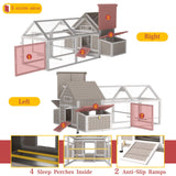 PetsCosset 83" L Large Chicken Coop and Run, Hen House with 4 Nesting Box Boxes, Rabbit Hutch Poultry Bunny Cage for 2-5 Chickens with 4 Perches, Removable Tray and Ramp