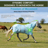 Gallopoff Summer Horse Fly Sheet with Detachable Neck & Belly Wrap, Breathable Fine Mesh Sweet Itch Protection for Stable & Pasture Turnout, Biting Defense & All-Day Comfort Shield Cyanblue 75"