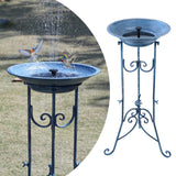 SMQLJXC Multifunctional Solar Bird Bath for Outside, Metal Birdbath Stand and Solar Fountain Bird Bath Bubbler Combo Set, Solar Birdbaths for Outdoors Garden Lawn Yard Decor（Blue）