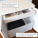 The Refined Feline Cat Litter Box Enclosure Cabinet, Modern, White, Tapered Feet, Large, Hidden Litter Cat Furniture with Drawer