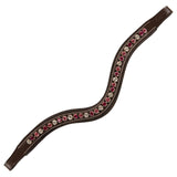 Exion Horse Browband for English Bridle | Curved Shape Padded Equestrian Browband for Show & Dressage | Clear Light Pink & Maroon Crystal Browband for Horses