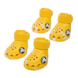 Barkbox Yellow Crocs Dog Shoes – Set of 4 Glow-in-The-Dark Dog Booties with EVA Foam, Adjustable Strap & Non-Slip Sole – Comfortable Paw Protection for Large Breeds (51-80 lbs)