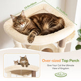 Globlazer Extra Tall Large Cat Tree, 84in Multi-Level Cat Climbing Tower for Indoor Cats Large Adult, Widened Condo with Scratch Board, 7 Scratching Posts, Padded Perch, Metal Basket, S84E, Beige
