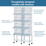 Garvee Lot-4 Breeding Bird Cage, Parrot Cage, Stackable Center Divided Breeder, Seperate Removable Tray, Removable Divider, Lockable Caster, for Birds and Finch