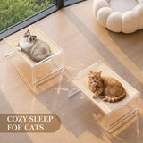 UGLKTL Acrylic Cat Hammock Bed, Elevated Cat Bed with Breathable Woven Mat, Sturdy Clear Cat Perch for Indoor Cats, Kittens, Small Dogs, Space-Saving Cat Furniture for Home Decor