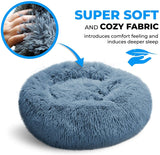 Whiskers & Friends Cat Bed, Cat Beds for Indoor Cats Washable, Orthopedic Soft Fluffy Round Calming Pet Bed for Small to Large Kitty Kittens & Dogs, Small Dog Beds & Furniture