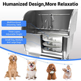 Professional Dog Grooming Tub, 50 in Stainless Steel Dog Wash Station With Foldable Ramp, Storage Drawer, Floor Grate & Faucet/Dog Bathtub for Large, Medium & Small Pets - Right Door (50 in )