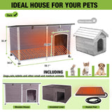 Heated Dog House Outdoor 59.1" Extra Large 100% Insulated Dog Kennel with Liner Keep Warm in Winter,All Around Metal Frame Dog Cage