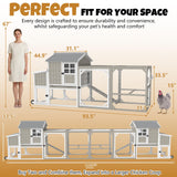 Large Mobile Chicken Coop for 4–6 Chickens with Wheels, 95” Wooden Chicken House with Nesting Box, Weatherproof Asphalt Roof, Predator-Proof, Backyard Expandable Hen House