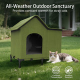 Heated Outdoor Cat House – Weatherproof Winter Shelter for Stray & Outdoor Cats, Insulated & Elevated Design for Porch, Yard, Barn or Garage, Easy Assembly Warm Cat Shelter