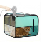 Cat Dryer, 20.5" x 15.7" x 20.5" Foldable Pet Dryer Box, Prevents Post-Bath Fur Scattering, Scratching and Biting Owner, for Cats and Small to Medium Dogs (Green)