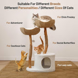 BUMUBI Modern Cat Climbing Tower Solid Wood Cat Tree for Indoor Cat Large Adult Tall Condo Tower with Scratching Post Bed and Stand
