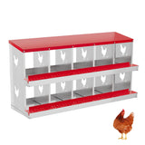 10-Hole Chicken Nesting Box, Rustproof Galvanized Steel Roll-Out Egg Collection with Vented Design, Laying Box for Hens, Poultry Coop Accessories for Egg Layers