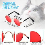 Weewooday 15 Pieces Dog Sunglasses Cat Sunglasses Retro Small Pet Round Metal Glasses Puppy Funny Cosplay Glasses Doll Photo Props Eyewear Costume for Small Medium Dogs