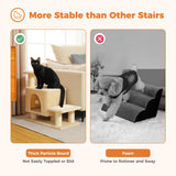 UYMI 3-in-1 Dog Stairs & Cat Scratching Post with Condo, Pet Steps for High Beds, Sofa, Couch, Tall Cat Tower, High-Strength Boards for Indoor Small Cats Kittens Dogs Climbing Playing, 3 Steps-Beige