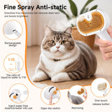 Pet Steam Brush for Dog & Cat - 3-in-1 Steam Grooming Brush for Shedding & Hair Removal - Self Cleaning Spray Comb with Mist for Long Haired Pets, Yellow