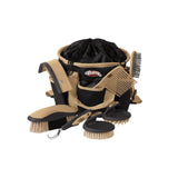 Weaver Equine Horse Grooming Kit, 7-Piece Horse Brush Set with Organizer Tote Bag, Hoof Pick, Comb, Sweat Scraper, Equine Tools for Daily Grooming, Black/Beige
