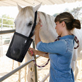 MIYABALA Horse Feed Bag, Nylon Mesh Grain Horse Feed Bucket with Adjustable Strap Comfortable Neck Pad Nose Pad and Waterproof Bottom