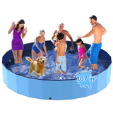 Bilibara 107'' Foldable Dog Pool, Kiddie Pool, Heavy Duty Non-Slip Plastic Pet Wading Pool for Large Dogs, Indoor and Outdoor Kids Pet Dog Bathtub