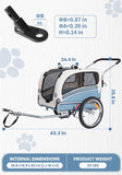 Sepnine 2 in 1 Pet Bicycle Trailer with a 6" Stroller Wheel Suitable for Small and Medium Dogs, Carrier Up to 66/88 LBS, Easy Folding Cart Frame, Quick Release Wheel, Universal Bicycle Coupler
