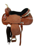 Western Saddle Trail Horse Pleasure Barrel Racing Tooled Leather Cowboy Rodeo Saddles 15 16 17 18 (16 Inches, Cross Tooled)
