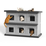DRATO Outdoor Cat House Resin Double-Decker Cat Houses for Cats Weatherproof Large Space Cat Shelter Indoor & Outdoor Use