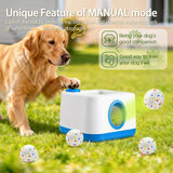 RERBIO Automatic Dog Ball Launcher, Auto/Manual Paw-Activated Dog Ball Thrower, 3 Adjustable Distances Rechargeable Interactive Dog Toy, Indoor Outdoor Self Play Pet Toy with 4 Chew-Resistant Balls