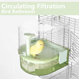 YOOSO WING Water Circulation Bird Bath, Hanging Cage Shower Box(Green)