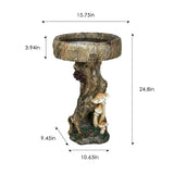 Hamiedun Bird Baths for Outdoor - 24.8" Tall Pedestal Resin fiber, Woodland Tree Trunk Decoration Yard Statue，Pedestal Birdbaths for Outdoors, Garden, Patio, Lawn, Backyard (24.8''H)