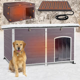 Heated Dog House Outdoor 59.1" Extra Large 100% Insulated Dog Kennel with Liner Keep Warm in Winter,All Around Metal Frame Dog Cage