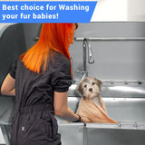 Professional Dog Grooming Tub, 50 in Stainless Steel Dog Wash Station With Foldable Ramp, Storage Drawer, Floor Grate & Faucet/Dog Bathtub for Large, Medium & Small Pets - Right Door (50 in )