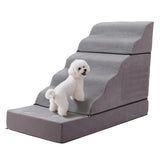 BUMUBI Large Dog Stairs – Extra Large Dog Steps for Bed, Couch & Car, 6-Step Pet Steps for Puppies & Senior Dogs, Pet Stairs with Washable Cover, Side Pockets, Non-Slip Bottom, 43.3" L x 19.7" W Grey