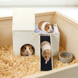 PETKNOWS Upgraded Guinea Pig Hideout and House, Easy to Assemble Wooden Guinea Pig Castle Small Animal House Bed with Stairs Suitable for Hamsters and Chinchilla