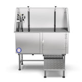 Flying Pig 50" Stainless Steel Pet Dog Grooming Bath Tub with Walk-in Ramp & Accessories (Right Door/Left Drain)