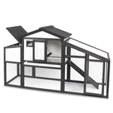 PetsCosset Chicken Coop Wooden, Backyard Hen House Indoor Outdoor for 2-3 Chickens, 2 Story Poultry Cage Chicken Coop and Run, Nesting Box, Pull Out Trays, for Small Animals Duck Rabbit Hen
