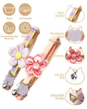Plaid Kitten Collar with Flower，Cat Collar Breakaway with Bell，Cat Collars for Girl Cats，Adjustable 7 to 12.6 inches for Small and Medium Pets (Pink & Purple)