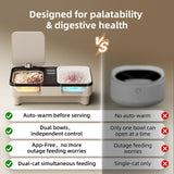 uahpet Cat Wet Food Automatic Feeder with Semiconductor Cooling & Pre-Heating, Programmable Timed Wet Food Dispenser for Cats, Stainless Steel Tray, Quiet, for 1-2 Cats Daily Use & Short Trips
