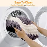 BUMUBI Handwoven Soft Cat Cave Bed, Indoor Cat Beds with Washable Round Nest, Kitten House & Cat Furniture, White & Gray