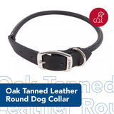 Coastal Pet - Circle T Oak Tanned Leather Round Dog Collar - Comfortable for Dogs with Long Hair or Sensitive Skin - Pet Collar Made from Full-Grain Leather - Black, 1" x 18"