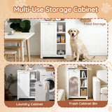 Hestiamo Tilt-Out Dog Food Storage Cabinet, Multi Size, White