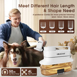 Dog Grooming Vacuum Kit with 4L Dust Cup, 6 Pet Grooming Tools for Home Grooming, Low-Noise Pet Hair Grooming System for Dogs & Cats