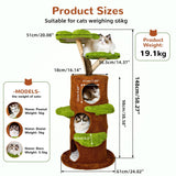 Wisfor Modern Cat Tree Tower: 58Inch Tall Cats Tree for Large Cats with Multi Condos - Indoor Wooden Kitty Tree House Sturdy with Scratching Post