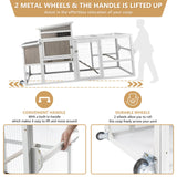 PetsCosset Chicken Coop with Run, Mobile Hen House with Wheels, Indoor/Outdoor Rabbit Hutch, Predator-Resistant, Nesting Box, 3 Perches, Tray, Combinable Design, for Chickens and Bunnies, Grey