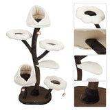 Cat Tree,Cat Activity Tree,Flower-Themed White Cats Tree,Cute Cats Tree with Flower Platforms&Scratching Posts for Kittens and Large Cats (White Cat Tree)