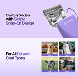 JOYZZE Falcon Cordless Clipper 2 Speed - Professional Grooming with Precision, Power, Low Noise, Dog Clippers for Grooming (Falcon Purple)